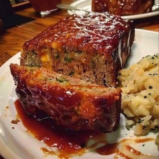 Classic Cheesy Meatloaf with a Sweet and Tangy Glaze