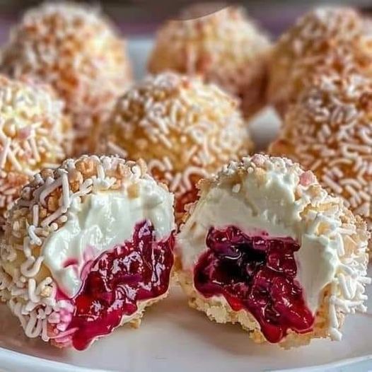 Cream and Berry-Filled Pastry Balls A Perfect Sweet Treat for Any Occasion