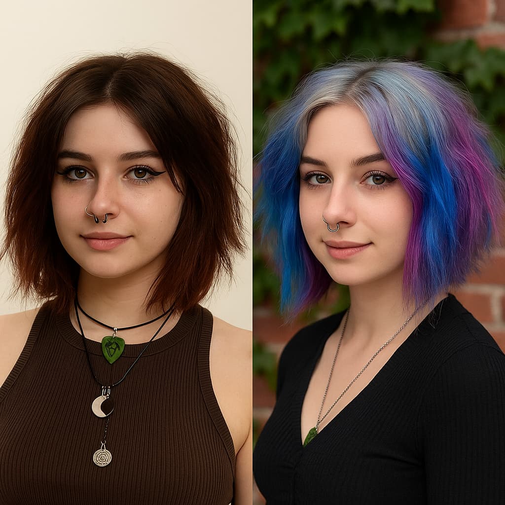 Edgy Long Bob with Pink Highlights