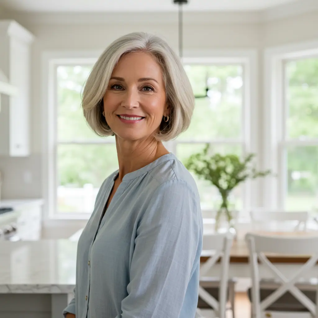 Low-Maintenance Round Bob for Older Women
