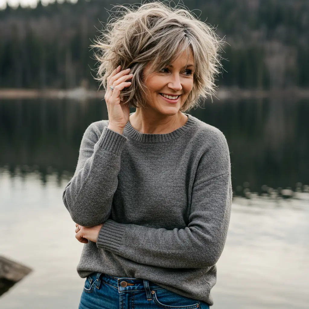 Messy Short Hair with Wispy Layers