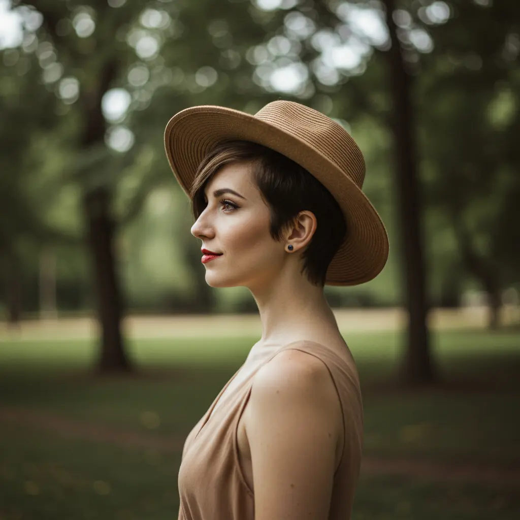 Deep side-parted long pixie