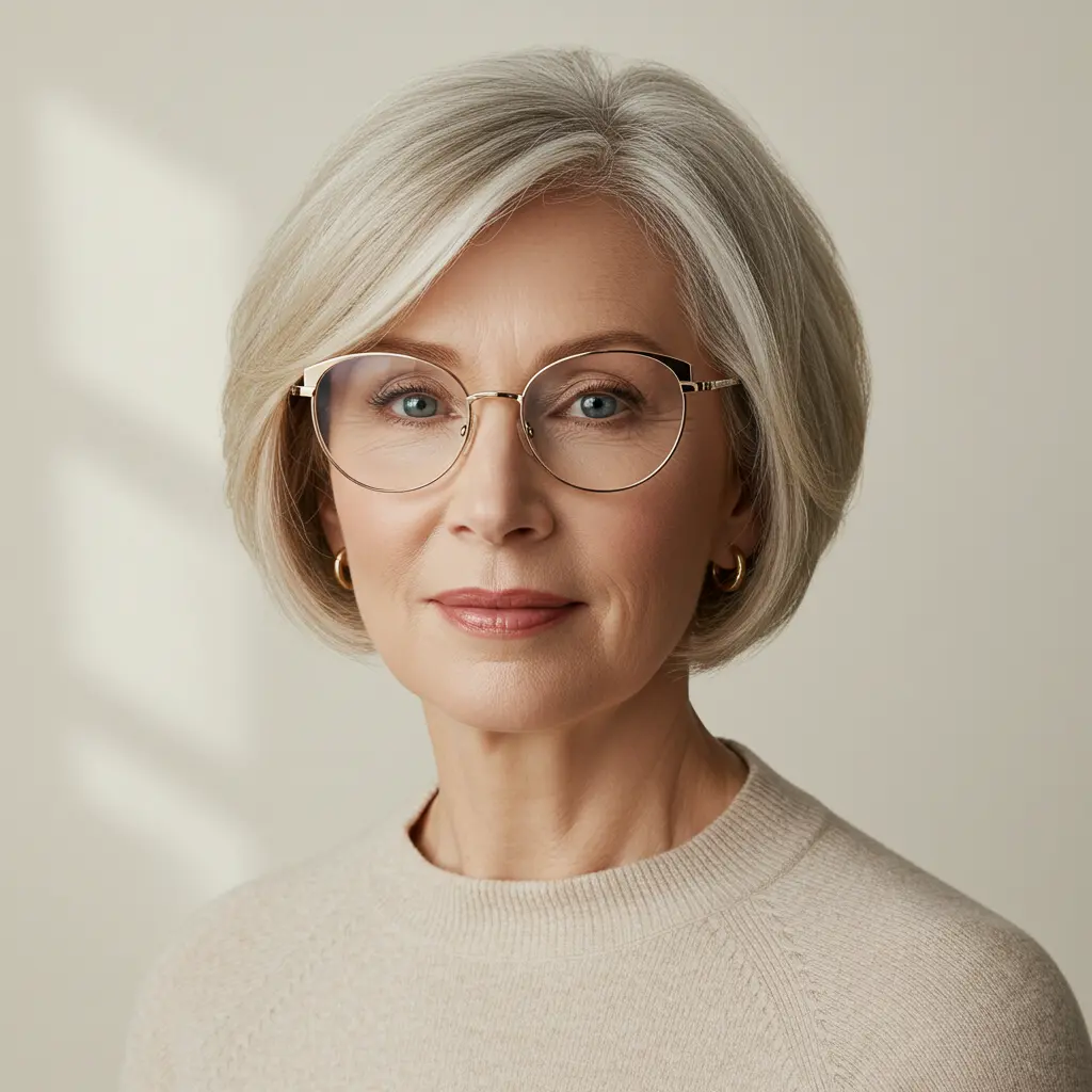 Short Bob for Women with Glasses