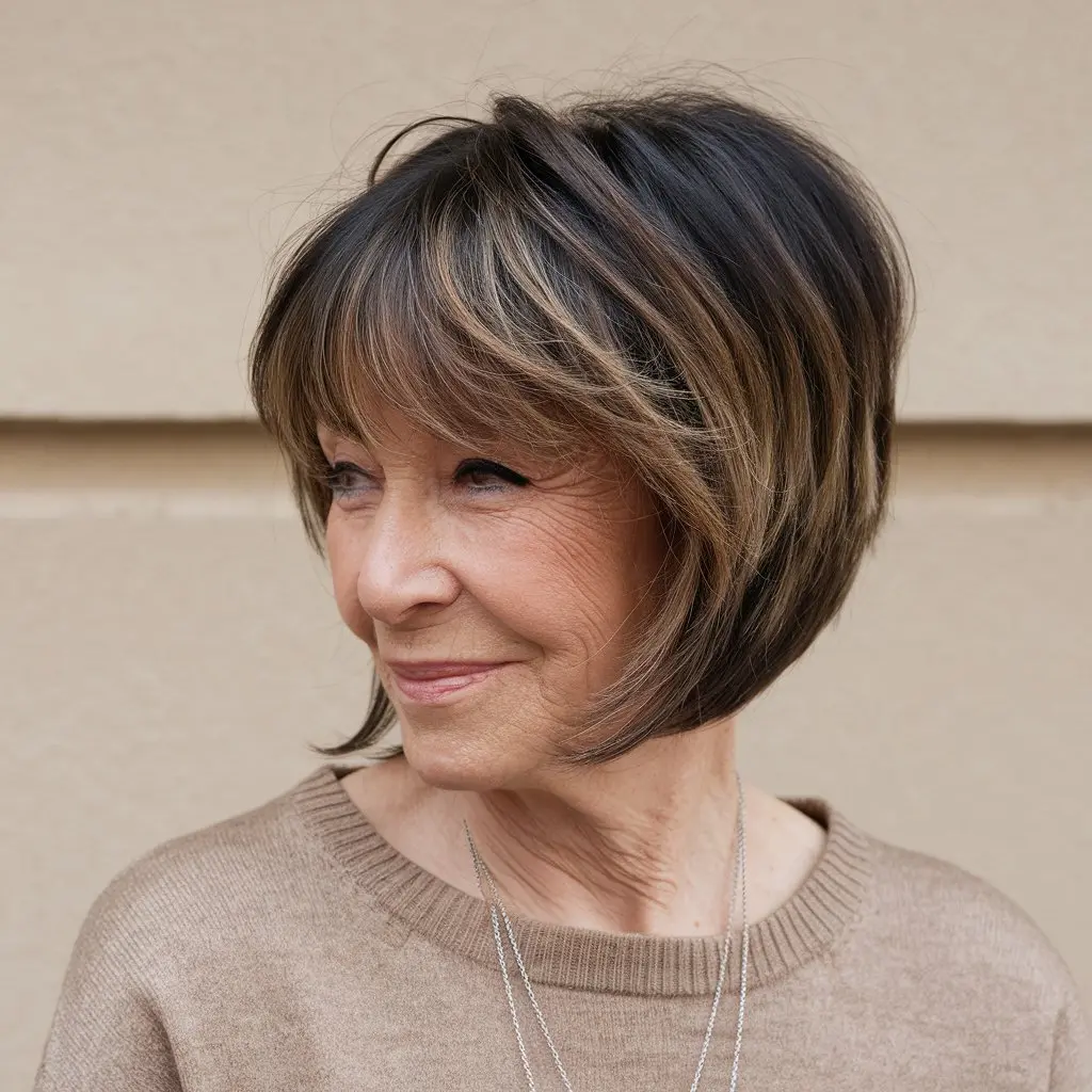 Feathered Bob for Women Over 40
