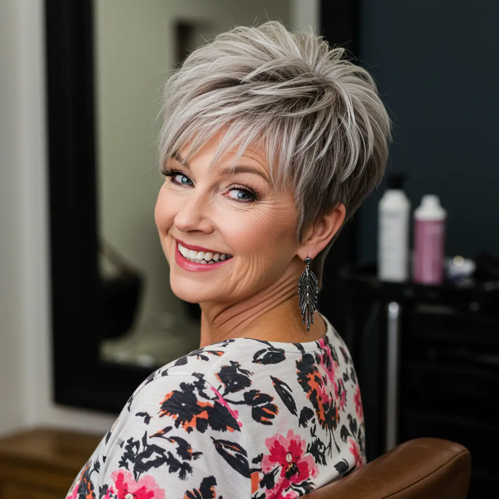 Stacked Pixie with Feathered Layers