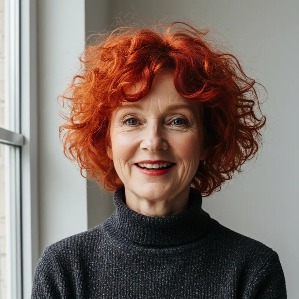 Red Curly Pixie Crop