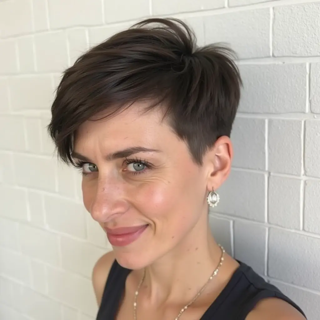 Unique Long Pixie with Side-Swept Bangs
