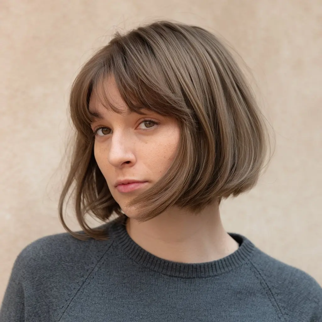 Short Bob with Middle Part and Bangs