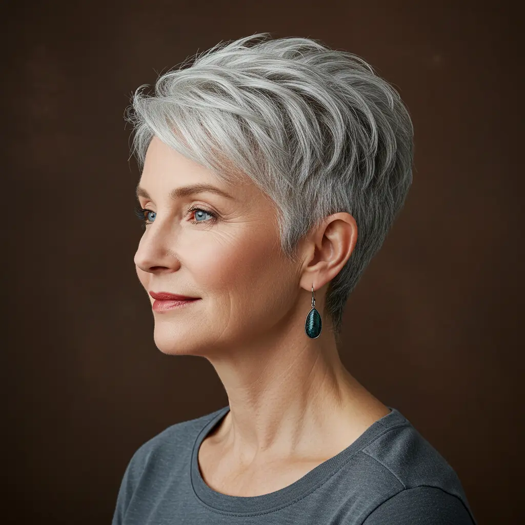 Sweet Silver Pixie with Sideburns