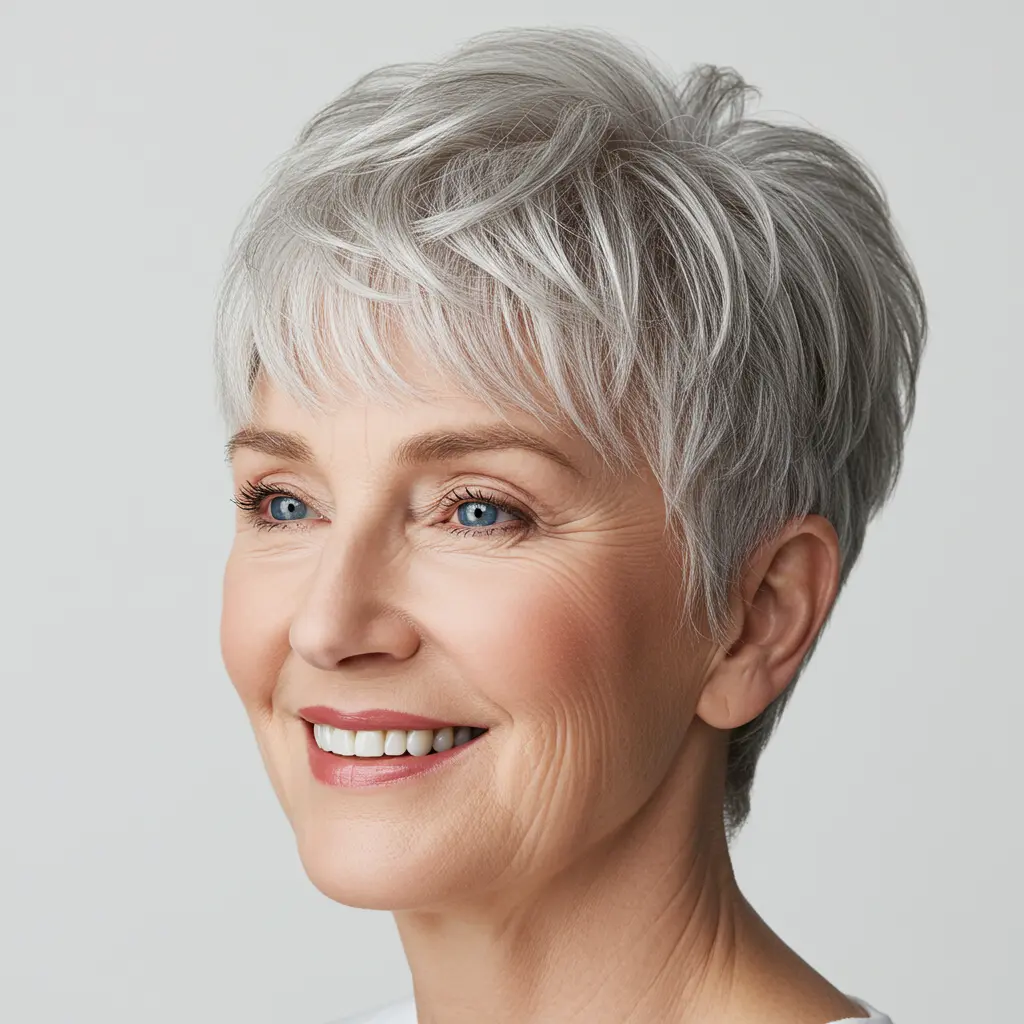 Chic Pixie Cut with Wispy Fringe