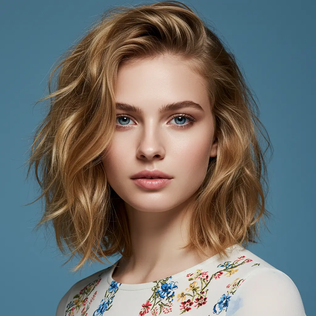 Shoulder Length Wavy Haircut