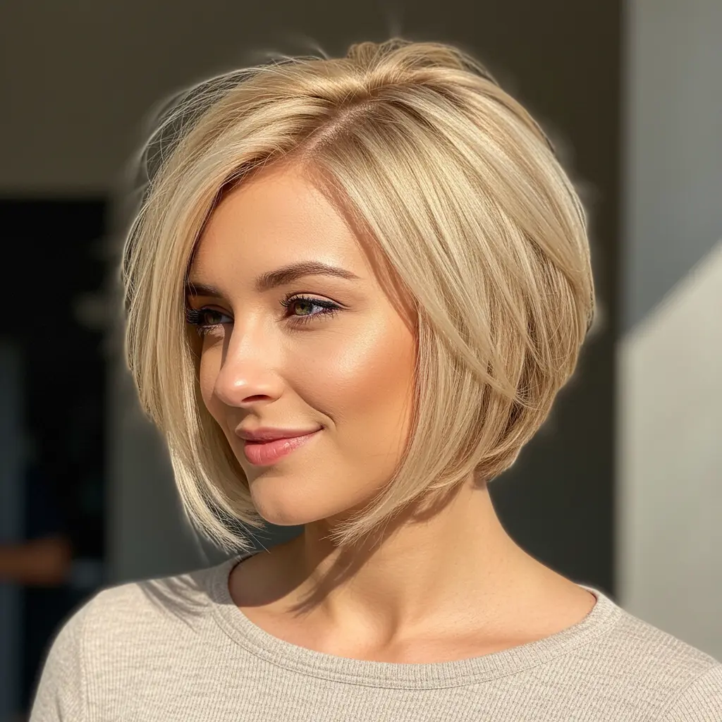 Short Inverted Bob with Sandy Blonde Tones