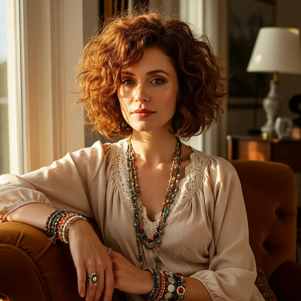Boho Short Haircut Curly Hair