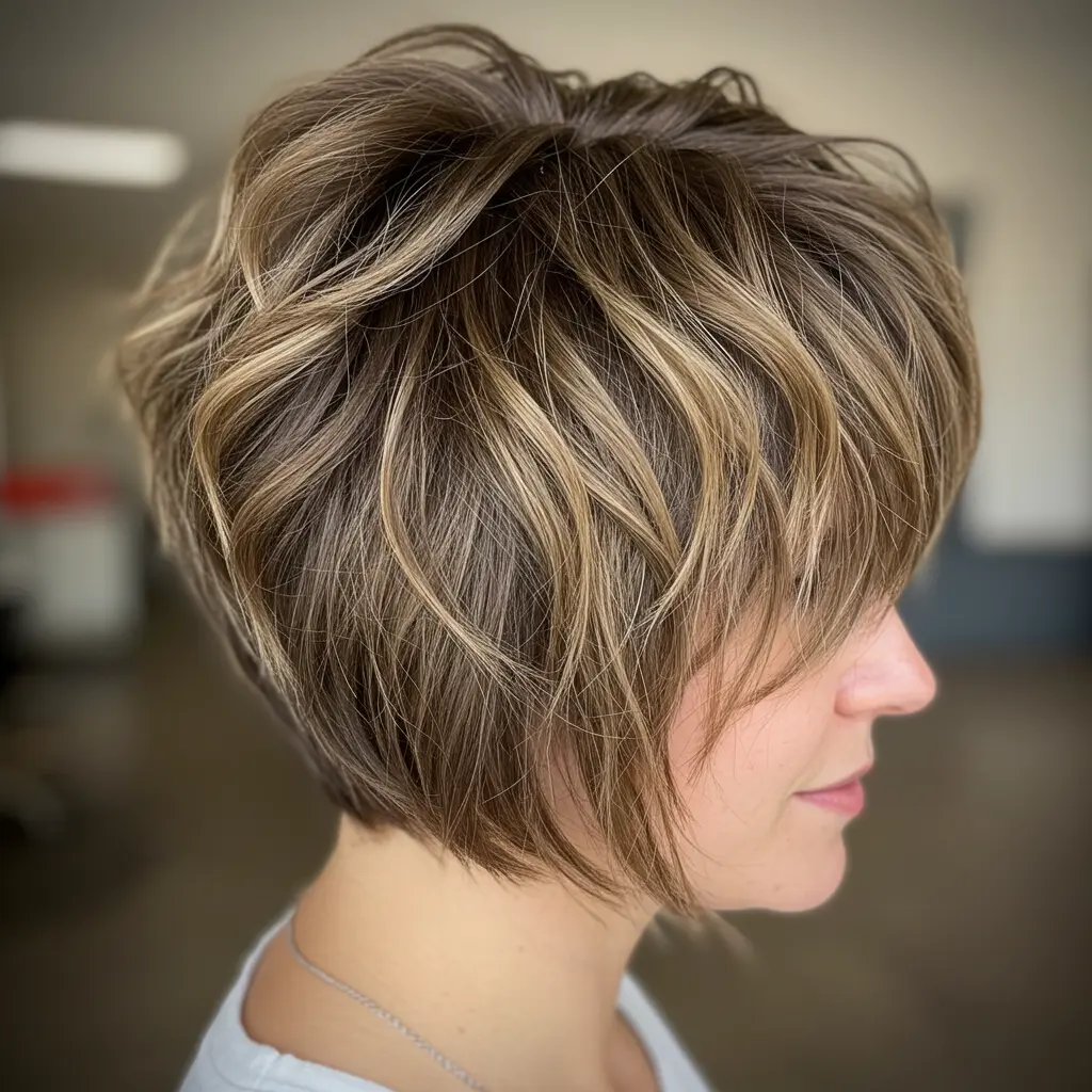 Short and Messy Wavy Inverted Bob