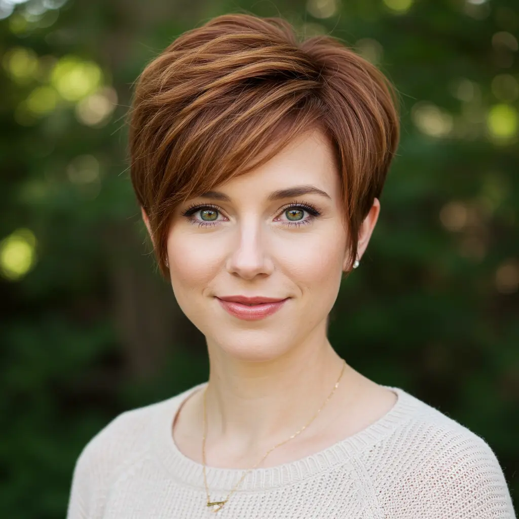 Layered Feminine Pixie for Round Faces