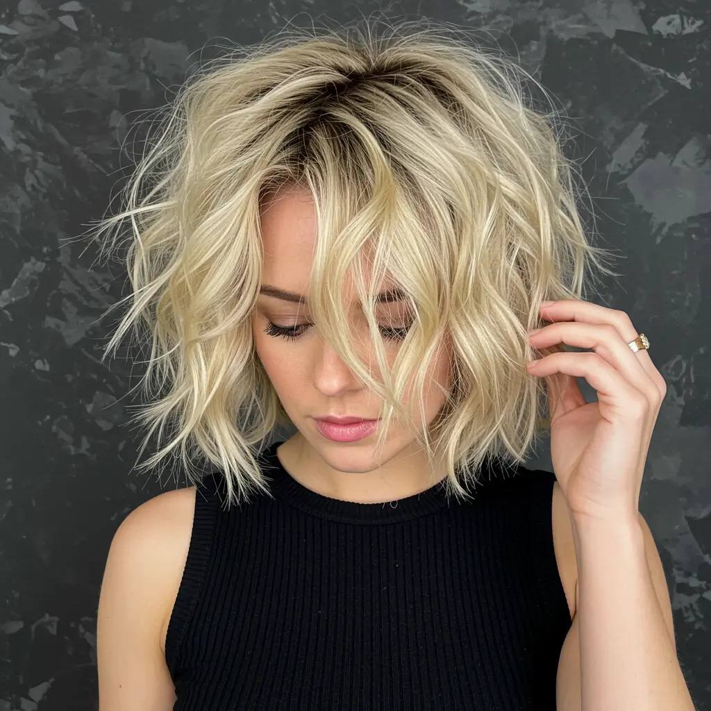 Short Choppy Bob with Messy Waves