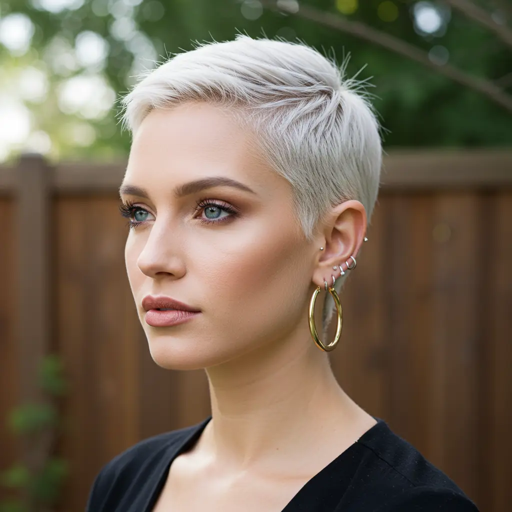 Bright White Buzzed Pixie