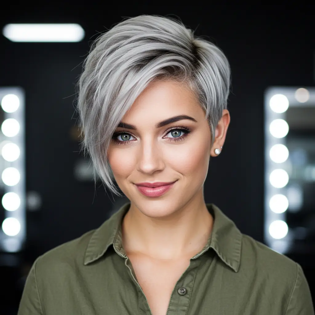 Light Blonde Pixie with Bangs