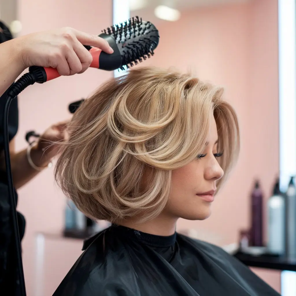 Short Hair Blowout with Rounded Volume