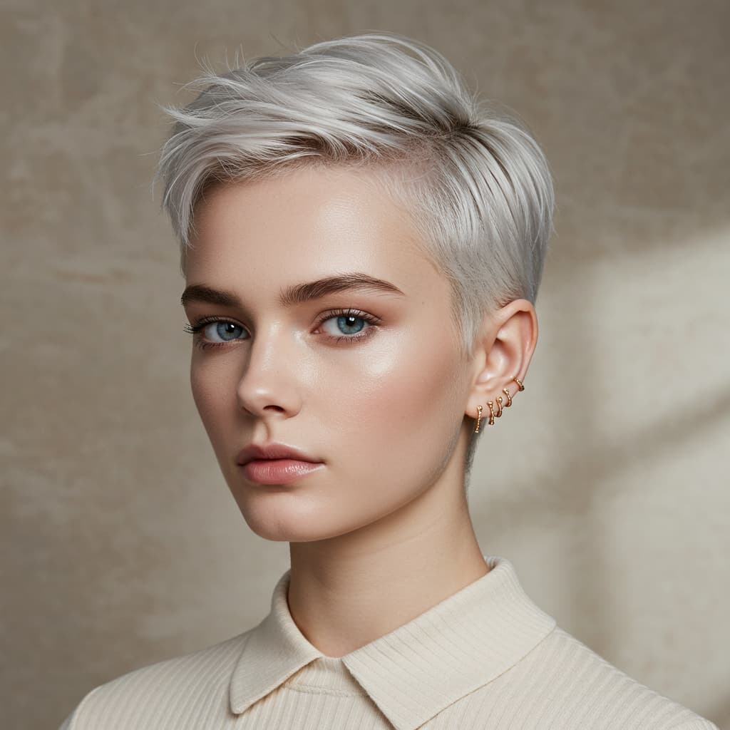 Mini Pixie with Choppy Fringe and Buzzed Sides