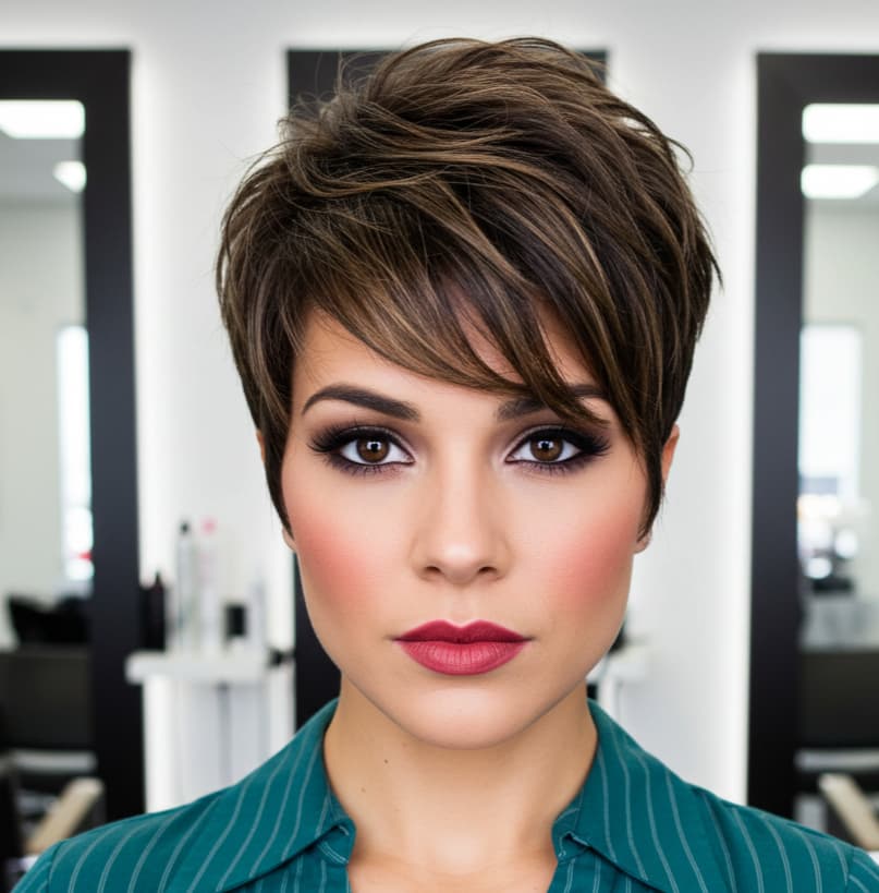 Shag Pixie Cut on Sleek Hair
