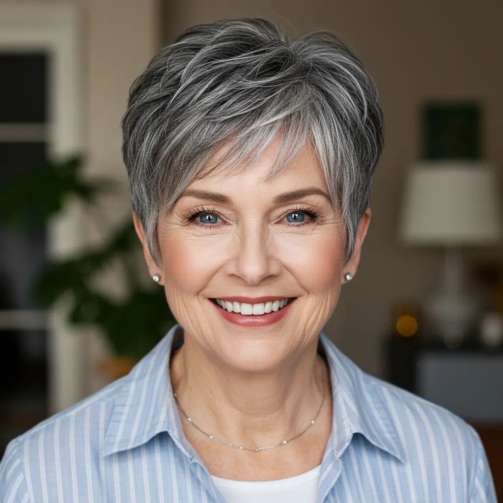 Short Blonde Pixie with Long Bangs