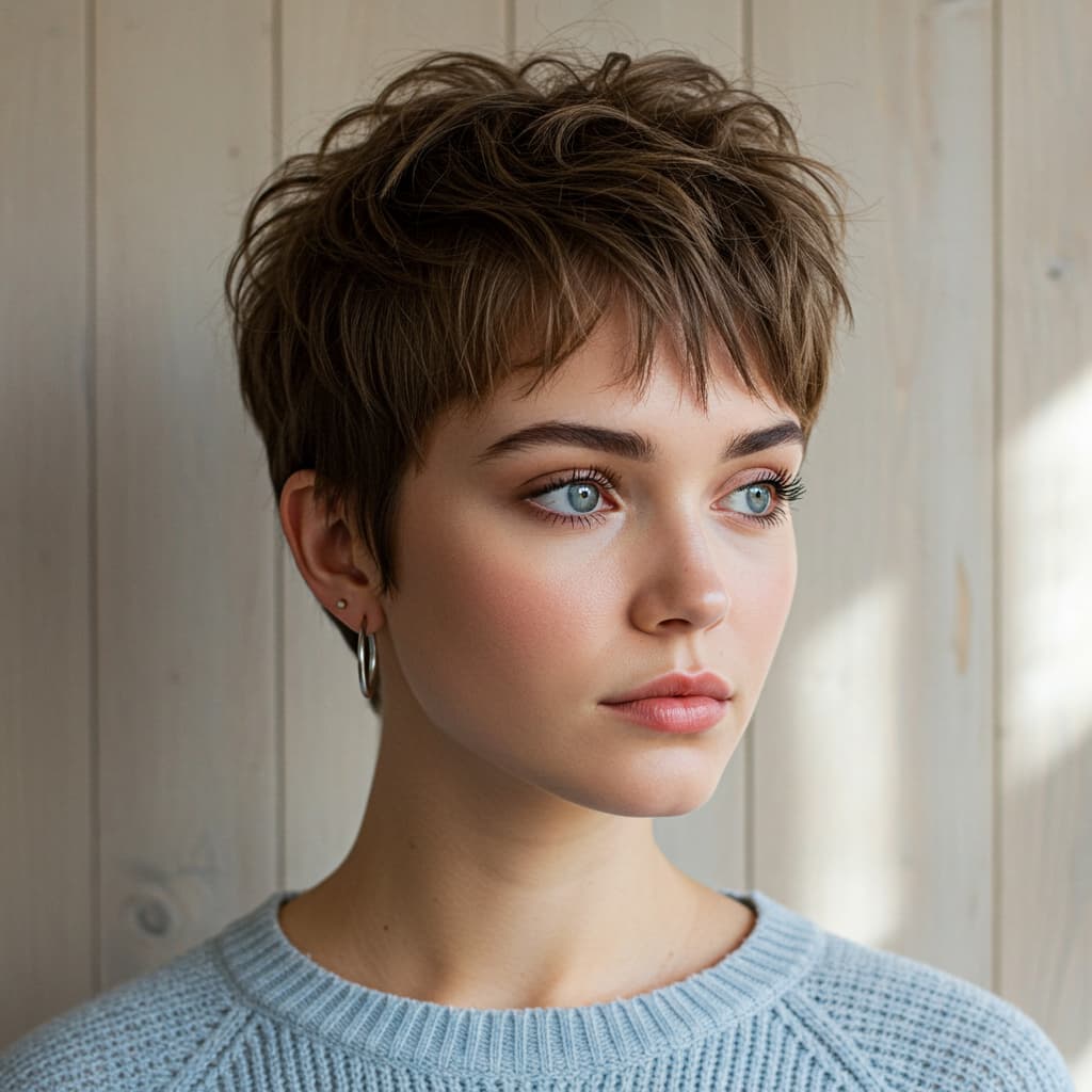 Textured Short Cut with Baby Bangs