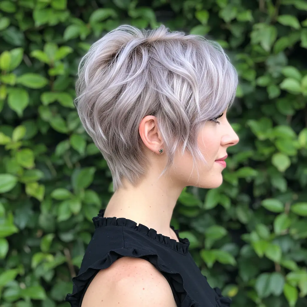 Soft Wavy Pixie with a Side Part