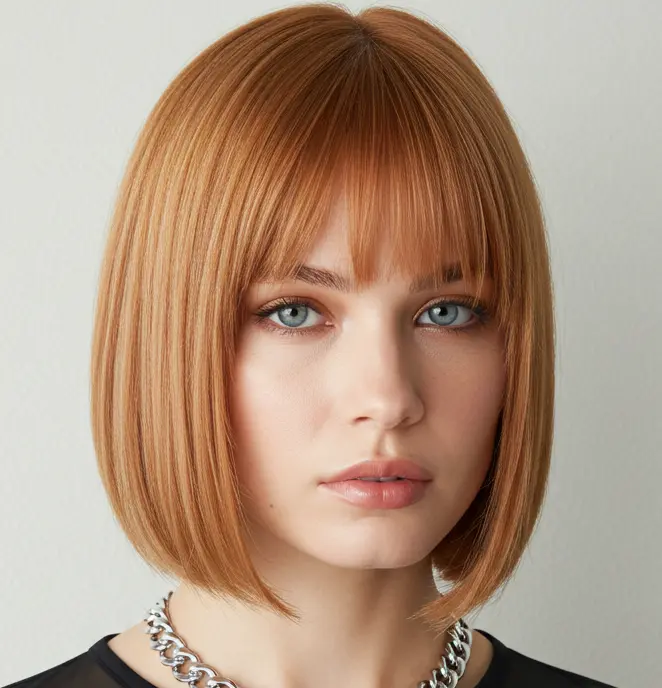Chin-Length Blunt Cut for Straight Hair