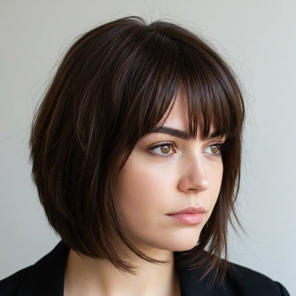 Straight Mini Shag with Choppy Layers and Bangs