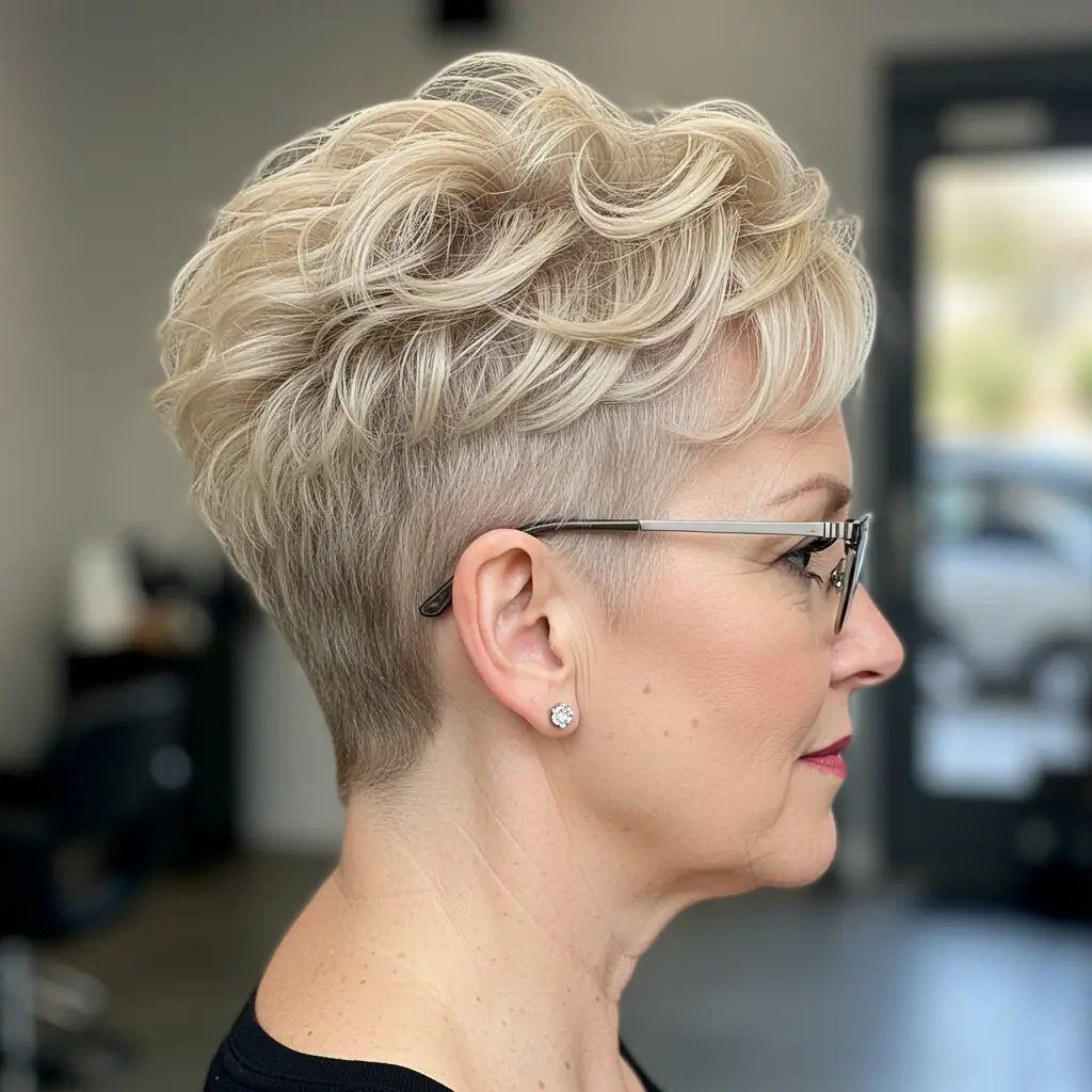 Undercut Pixie Cut for Older Women with Glasses