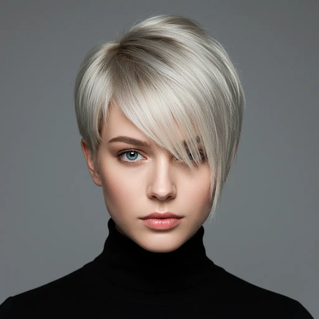 Straight Pixie with Asymmetrical Fringe