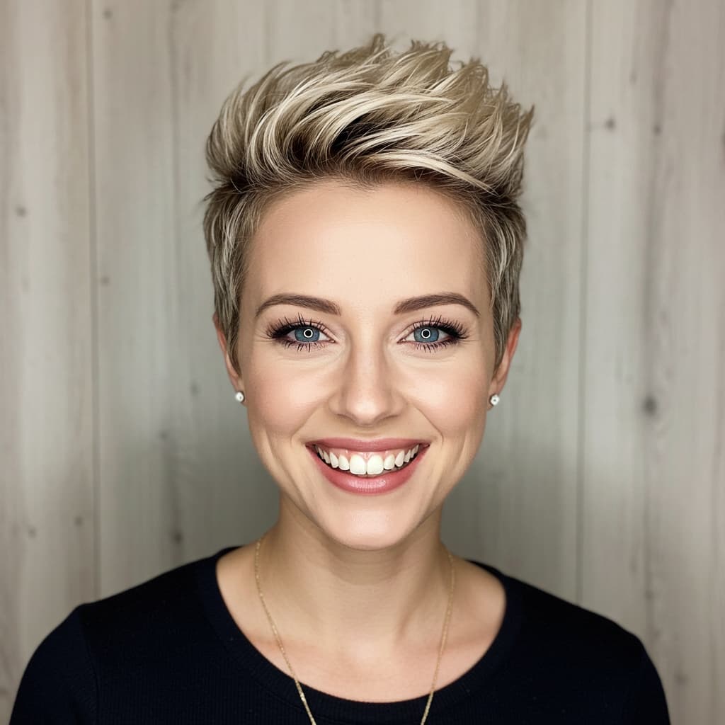 Blonde Spiky Hair with Dark Roots