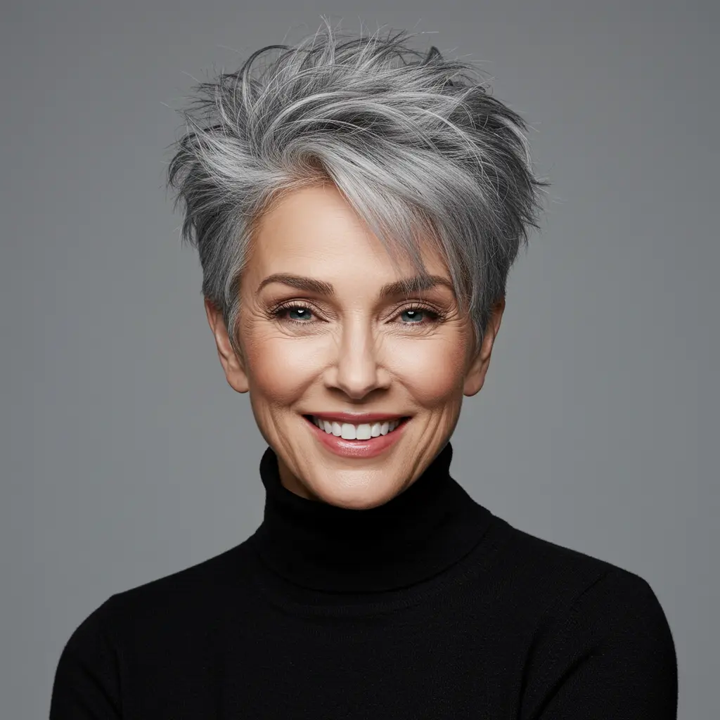 Messy Pixie with Grey Color