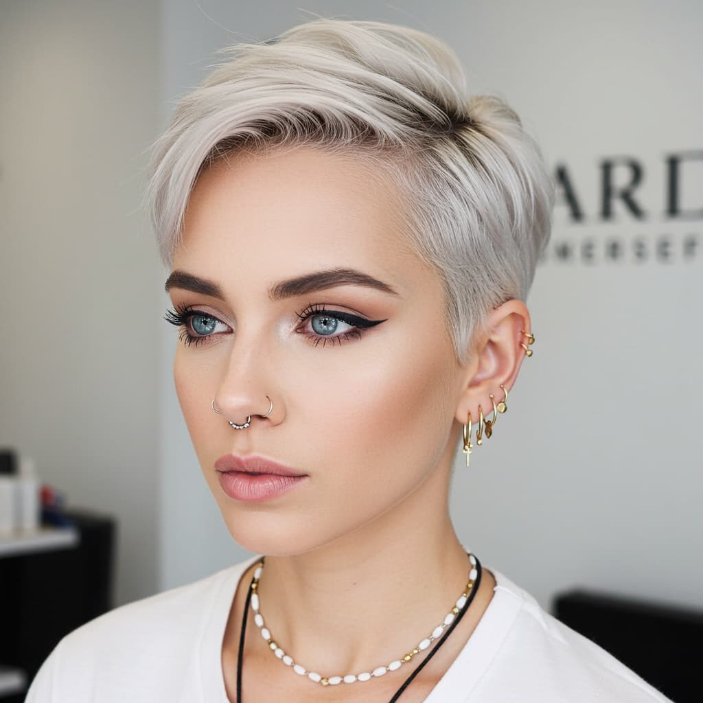 Choppy Platinum Pixie Crop