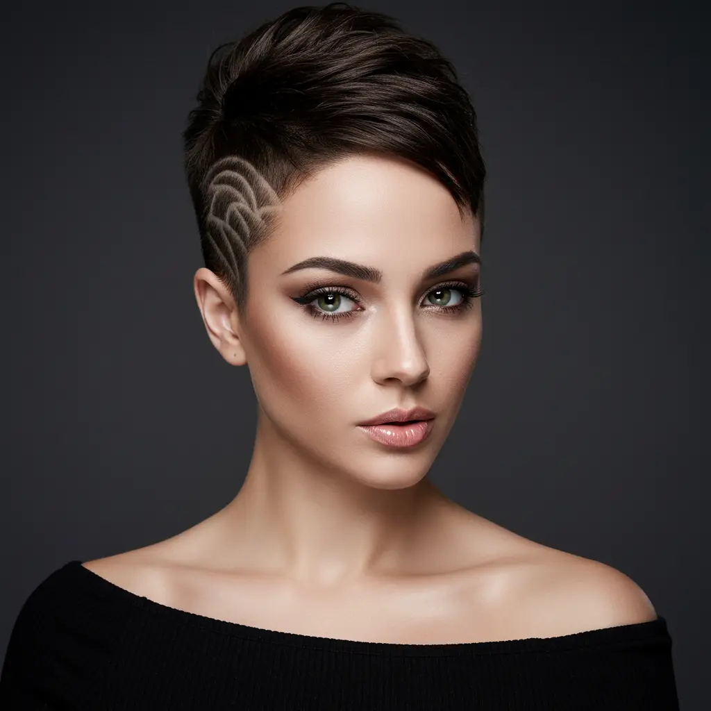 Extremely Short Pixie with Intricate Designs