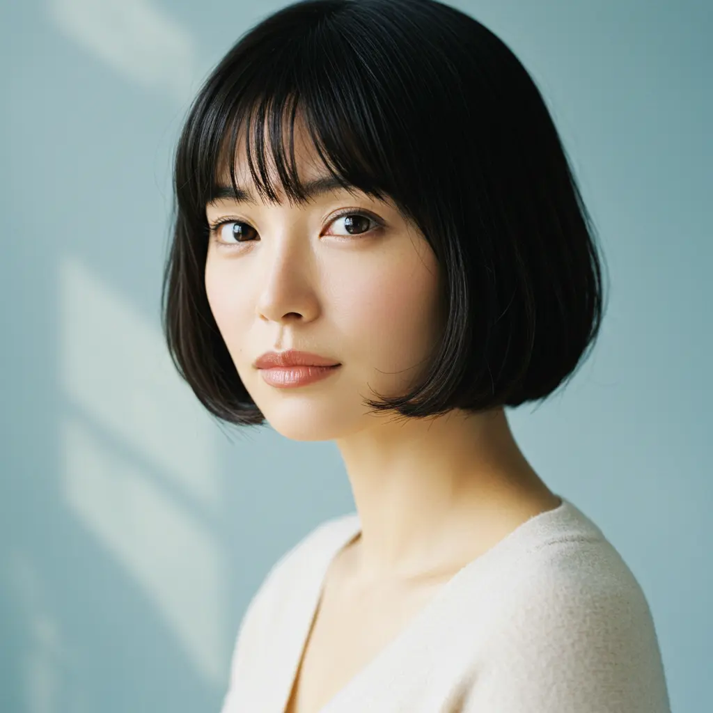A Short Bob with Long Bangs
