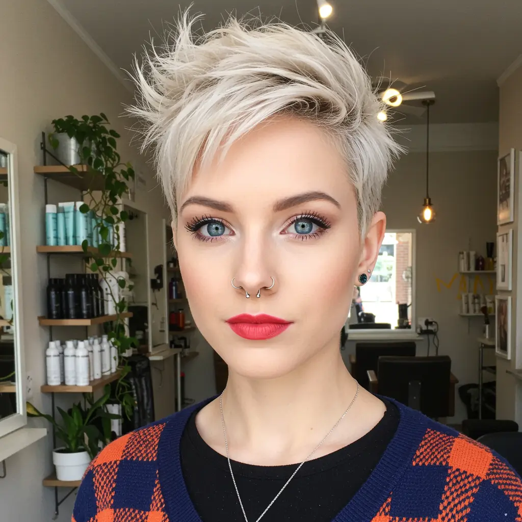 Bleach Blonde Spiky Pixie