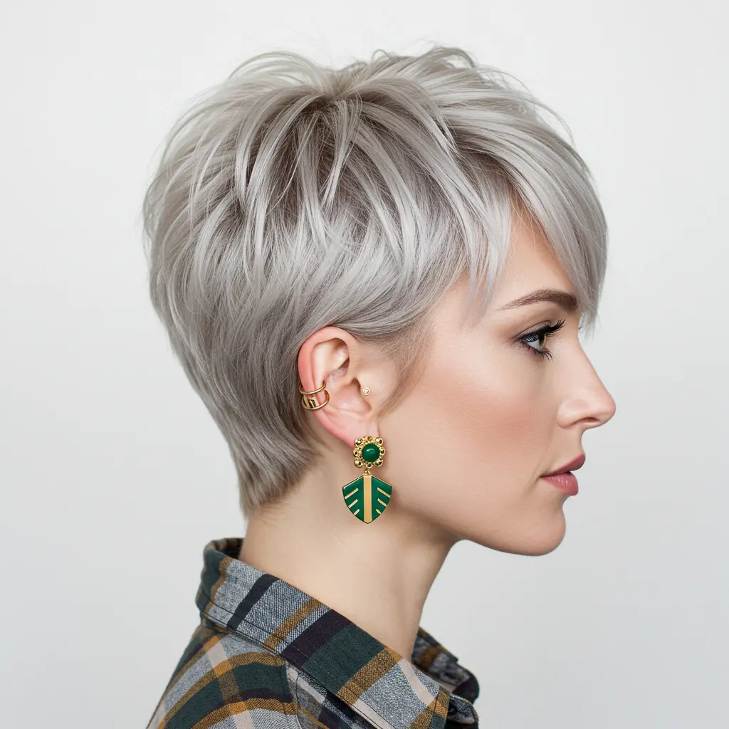 Platinum-Toned Layered Long Pixie