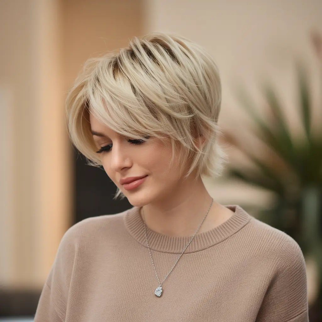 Short Blonde Hair with Choppy Layers