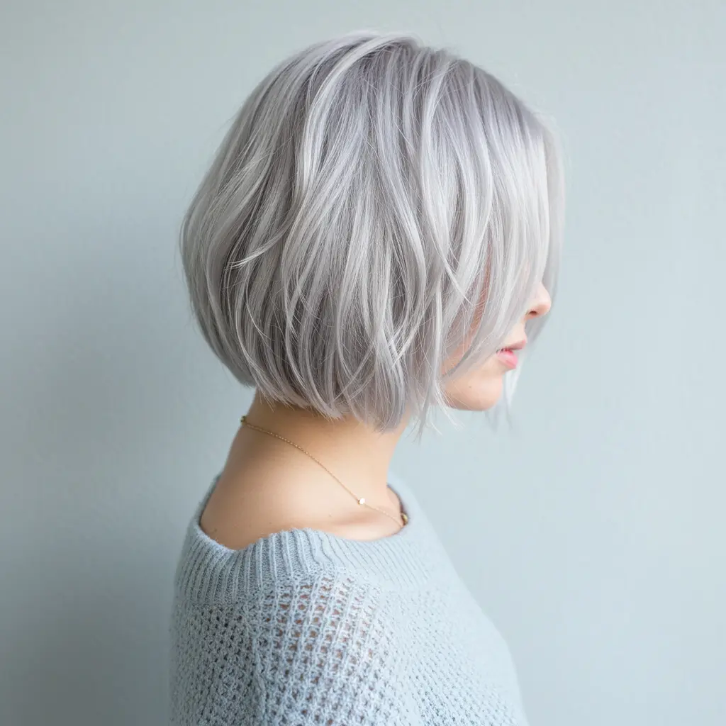 Neck-Length Platinum Bob with Subtle Waves