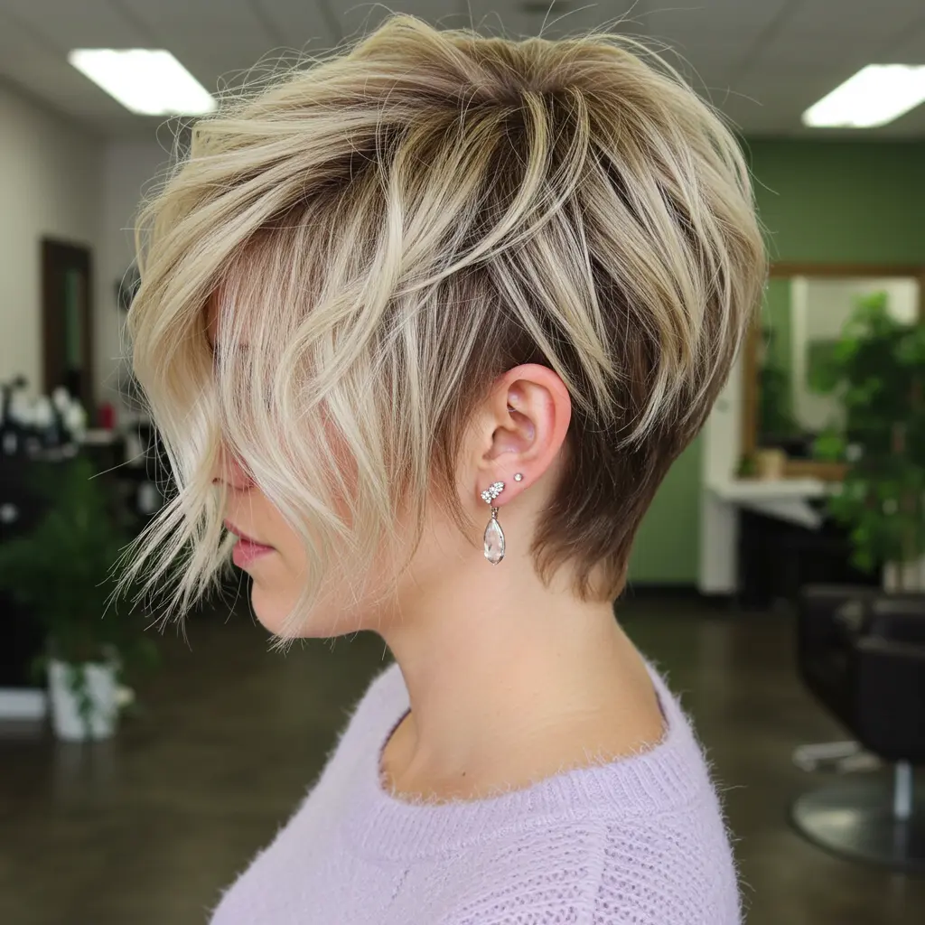 Long Blonde Pixie Cut