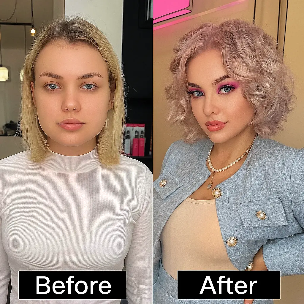 Light Pink Tousled Bob Style