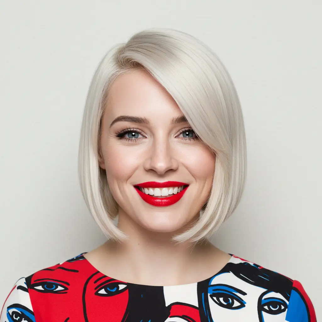 Chic Side-Parted Blonde Bob