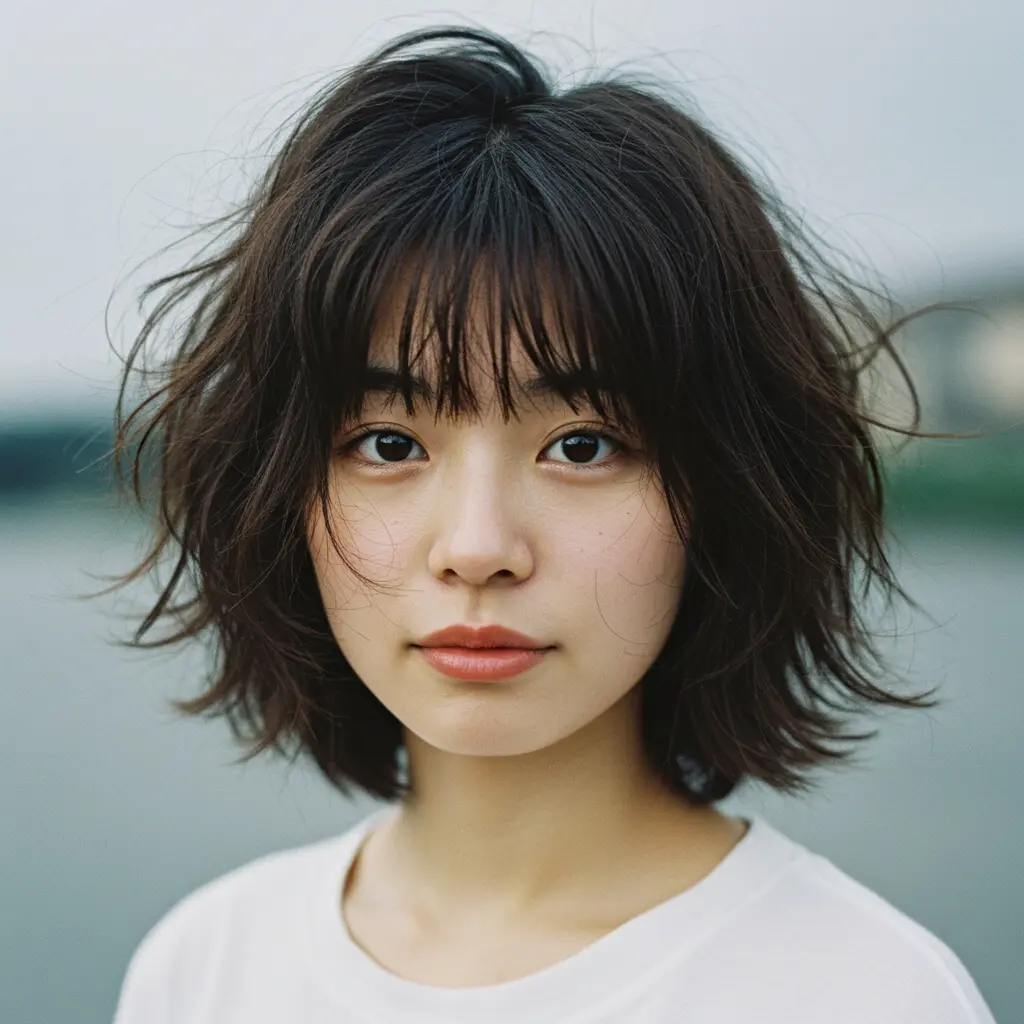 Messy Short Hair with Wispy Fringe
