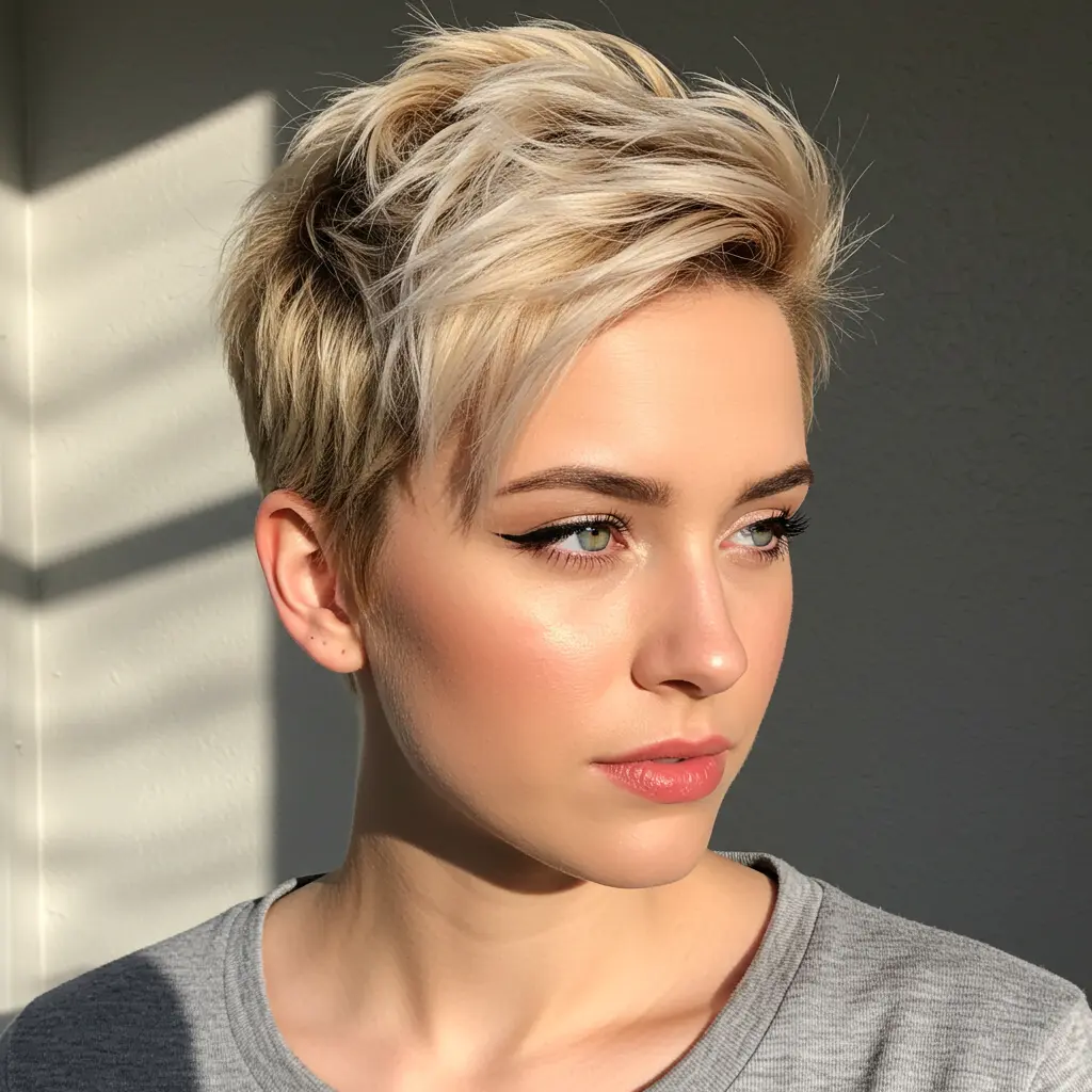 Short Pixie with Blonde Balayage