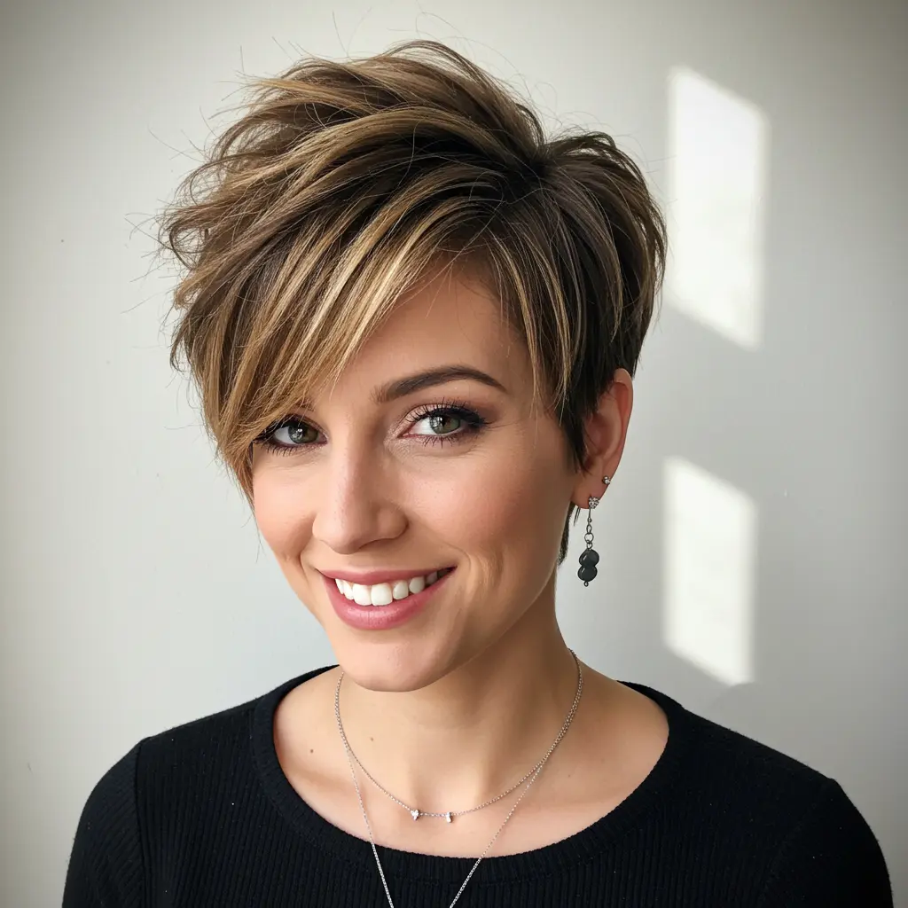 Modern Textured Pixie with Side Bangs
