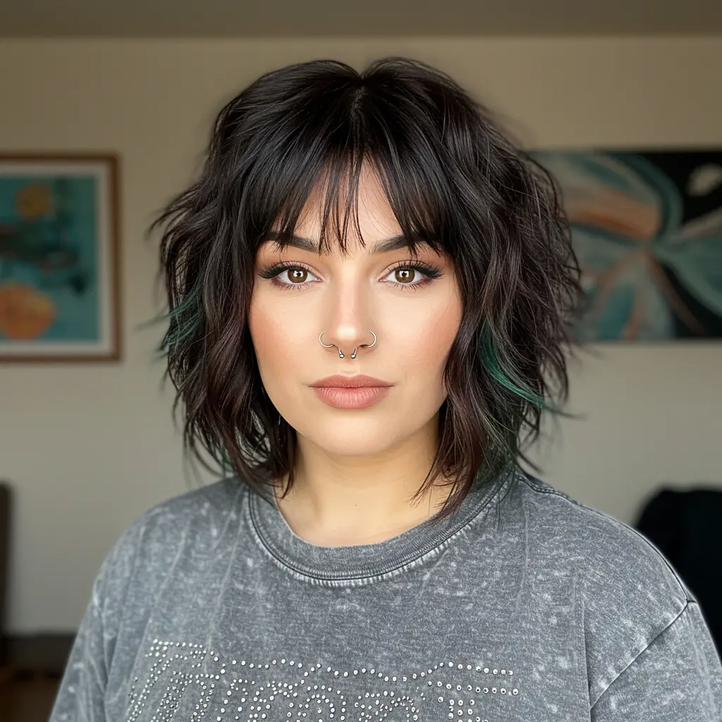 Shaggy Bob with Face-Framing Layers and Bangs