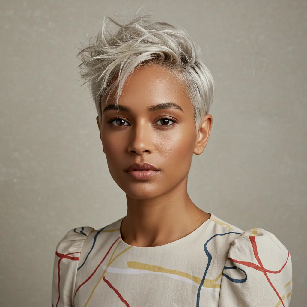 Flattering Short Pixie Cut for Round Faces