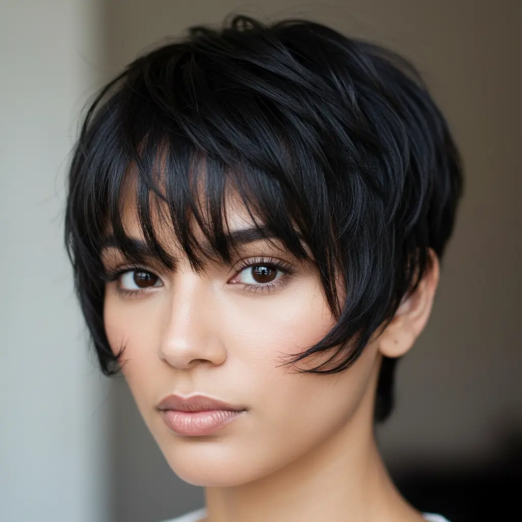 Short Hair with Bangs for Softened Forehead